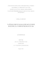 prikaz prve stranice dokumenta Važnost revitalizacije kulturne baštine za turistički razvitak