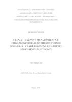 prikaz prve stranice dokumenta Uloga i važnost menadžmenta u organizaciji različitih kulturnih događaja s naglaskom na glazbene i izvedbene umjetnosti