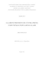 prikaz prve stranice dokumenta Glazbene preferencije učenika prema umjetničkoj i popularnoj glazbi