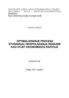 Optimiziranje procesa stvaranja i raspolaganja znanjem kao uvjet ekonomskog razvoja