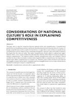 CONSIDERATIONS OF NATIONAL CULTURE’S ROLE IN EXPLAINING COMPETITIVENESS