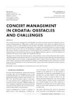 CONCERT MANAGEMENT IN CROATIA: OBSTACLES AND CHALLENGES