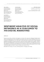 prikaz prve stranice dokumenta SENTIMENT ANALYSIS OF SOCIAL NETWORKS AS A CHALLENGE TO THE DIGITAL MARKETING