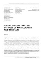 prikaz prve stranice dokumenta FINANCING THE THEATRE: THE ROLE OF MANAGEMENT AND THE STATE