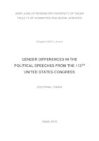 Gender Differences in the Political Speeches from the 113th United States Congress