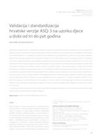 prikaz prve stranice dokumenta Validacija i standardizacija hrvatske verzije ASQ-3 na uzorku djece u dobi od tri do pet godina