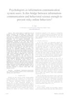 prikaz prve stranice dokumenta Psychologists as information-communication system users: Is this bridge between  information-communication and behavioral science enough to prevent risky online behaviors?