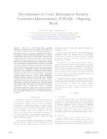 prikaz prve stranice dokumenta Development of Users' Information Security Awareness Questionnaire (UISAQ) - Ongoing Work