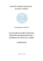 prikaz prve stranice dokumenta Analiza kretanja bruto domaćeg proizvoda Republike Hrvatske u razdoblju od 1990. do 2022. godine