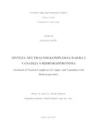 prikaz prve stranice dokumenta Sinteza neutralnih kompleksa bakra i vandija s hidroksipironima