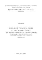 Razlike u procjeni diobe stanica raka dojke imunohistokemijskim bojenjem jezgrina Ki67 antigena.