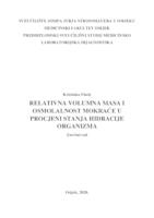 Relativna volumna masa i osmolalnost mokraće u procjeni stanja hidracije organizma