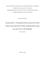 Razlike u mjerenjima različitim vrstama dostupnih termometara za kućnu upotrebu