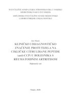 Kliničko i dijagnostičko značenje protutijela na cikličke citrulirane peptide (anti-CCP) u bolesnika s reumatoidnim artritisom