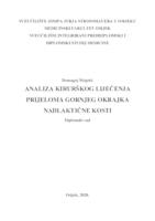 Analiza kirurškog liječenja prijeloma gornjeg okrajka nadlaktične kosti