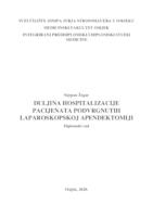 Duljina hospitalizacije pacijenata podvrgnutih laparoskopskoj apendektomiji.