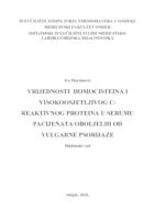 Vrijednosti homocisteina i visoko-osjetljivog C-reaktivnog proteina u serumu pacijenata obojelih od vulgarne psorijaze