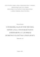 Usporedba različitih metoda ispitivanja citotoksičnosti amiodarona u ljudskoj jetrenoj staničnoj liniji (Huh7)