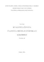 Kvaliteta života članova obitelji ovisnika o alkoholu