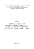 Utjecaj vrijednosti protrombinskog vremena na ishod nekardioembolijskog ishemijskog moždanog udara