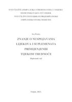 Znanje o nuspojavama lijekova i suplemenata primijenjenih tijekom trudnoće