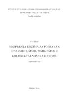 Ekspresija enzima za popravak DNA (MLH1, MSH2, MSH6, PMS6)  u kolorektalnom karcinomu.