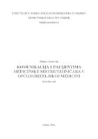 Komunikacija s pacijentima medicinske sestre/tehničara u općoj/obiteljskoj medicini