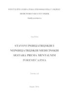 Stavovi psihijatrijskih i nepsihijatrijskih medicinskih sestara prema mentalnim poremećajima.