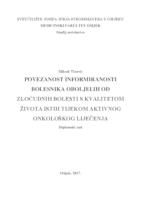 Povezanost informiranosti bolesnika oboljelih od zloćudnih bolesti s kvalitetom života istih tijekom aktivnog onkološkog liječenja