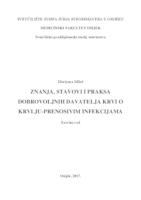 Znanja, stavovi i praksa dobrovoljnih davatelja krvi o krvlju-prenosivim infekcijama