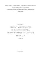 Određivanje mogućeg mutagenog učinka monometinskih cijaninskih derivata