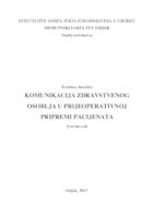 Komunikacija zdravstvenog osoblja u prijeoperativnoj pripremi pacijenata