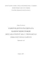 Zadovoljstvo pacijenata radom medicinskih sestara/tehničara u primarnoj zdravstvenoj zaštiti