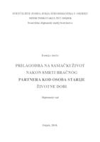 Prilagodba na samački život nakon smrti bračnog partnera kod osoba starije životne dobi
