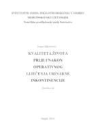 Kvaliteta života prije i nakon operativnog liječenja urinarne inkontinencije