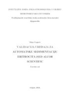 Validacija uređaja za automatsku sedimentaciju eritrocita iSED, Alcor Scientific