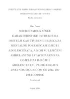 Sociodemografske karakteristike i struktura obitelji kao čimbenici rizika za mentalne poremećaje djece i adolescenata a koji su liječeni ambulantno i stacionarno na Kliničkome odjelu za dječju i adolescentnu psihijatriju