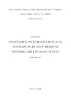 Poteškoće integracije djece sa sindromom Down u redovni predškolski i školski sustav