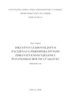 Iskustvo i zadovoljstvo pacijenata perioperativnom zdravstvenom njegom u Županijskoj bolnici Čakovec