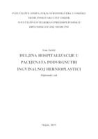 Duljina hospitalizacije u pacijenata podvrgnutih ingvinalnoj hernioplastici