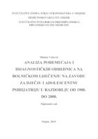 Analiza poremećaja i dijagnostičkih odrednica na bolničkome liječenju na Zavodu za dječju i adolescentnu psihijatriju u razdoblju od 1988. do 2018. godine