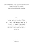 prikaz prve stranice dokumenta Ispitivanje genetičke nestabilnosti primjenom in vitro analize izmjene sestrinskih kromatida