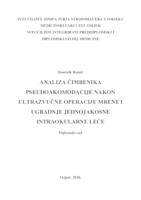 prikaz prve stranice dokumenta Analiza čimbenika pseudoakomodacije nakon ultrazvučne operacije mrene i ugradnje jednojakosne intraokularne leće