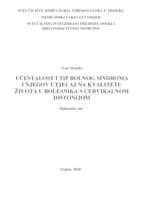 prikaz prve stranice dokumenta Učestalost i tip bolnog sindroma i njegov utjecaj na kvalitetu života u bolesnika sa cervikalnom distonijom