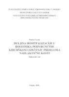 prikaz prve stranice dokumenta Duljina hospitalizacije u bolesnika podvrgnutih kirurškom liječenju prijeloma nadlaktične kosti.