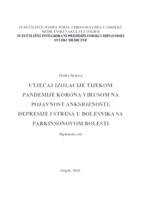 prikaz prve stranice dokumenta Utjecaj izolacije tijekom pandemije korona virusom na pojavnost anksioznosti, depresije i stresa u bolesnika sa Parkinsonovom bolesti