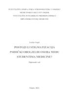 prikaz prve stranice dokumenta Postoji li stigmatizacija psihički oboljelih osoba među studentima medicine?