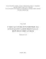 prikaz prve stranice dokumenta Utjecaj COVID-19 pandemije na učestalost samoubojstava u Republici Hrvatskoj