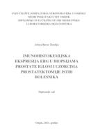 prikaz prve stranice dokumenta Imunohistokemijska ekspresija ERG u biopsijama prostate iglom i uzorcima prostatektomije istih bolesnika