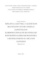 prikaz prve stranice dokumenta Mišljenja  liječnika u Kliničkom bolničkom centru Osijek o započinjanju kardiopulmonalne reanimacije kod hospitaliziranih bolesnika s respiratornim ili srčanim zastojem
